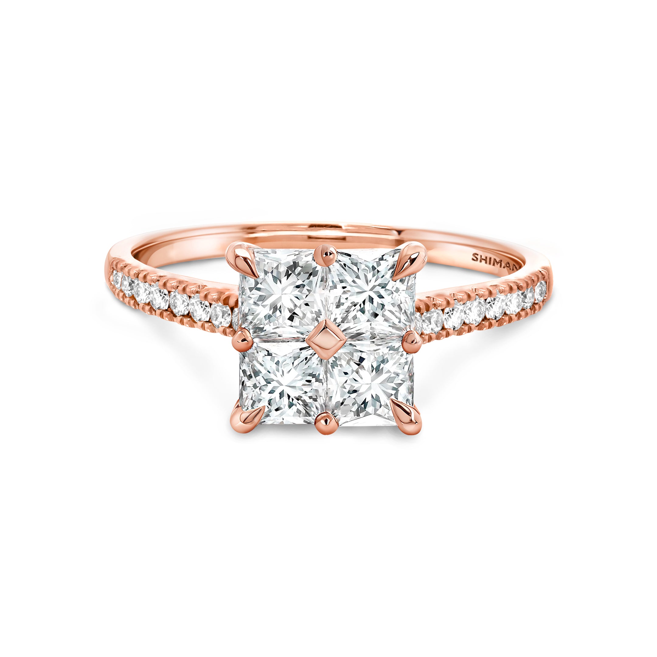 Shimansky 0.8 TCW My Girl Diamond Microset Mosaic Ring 14K Rose Gold Front View #Metal_Rose Gold
