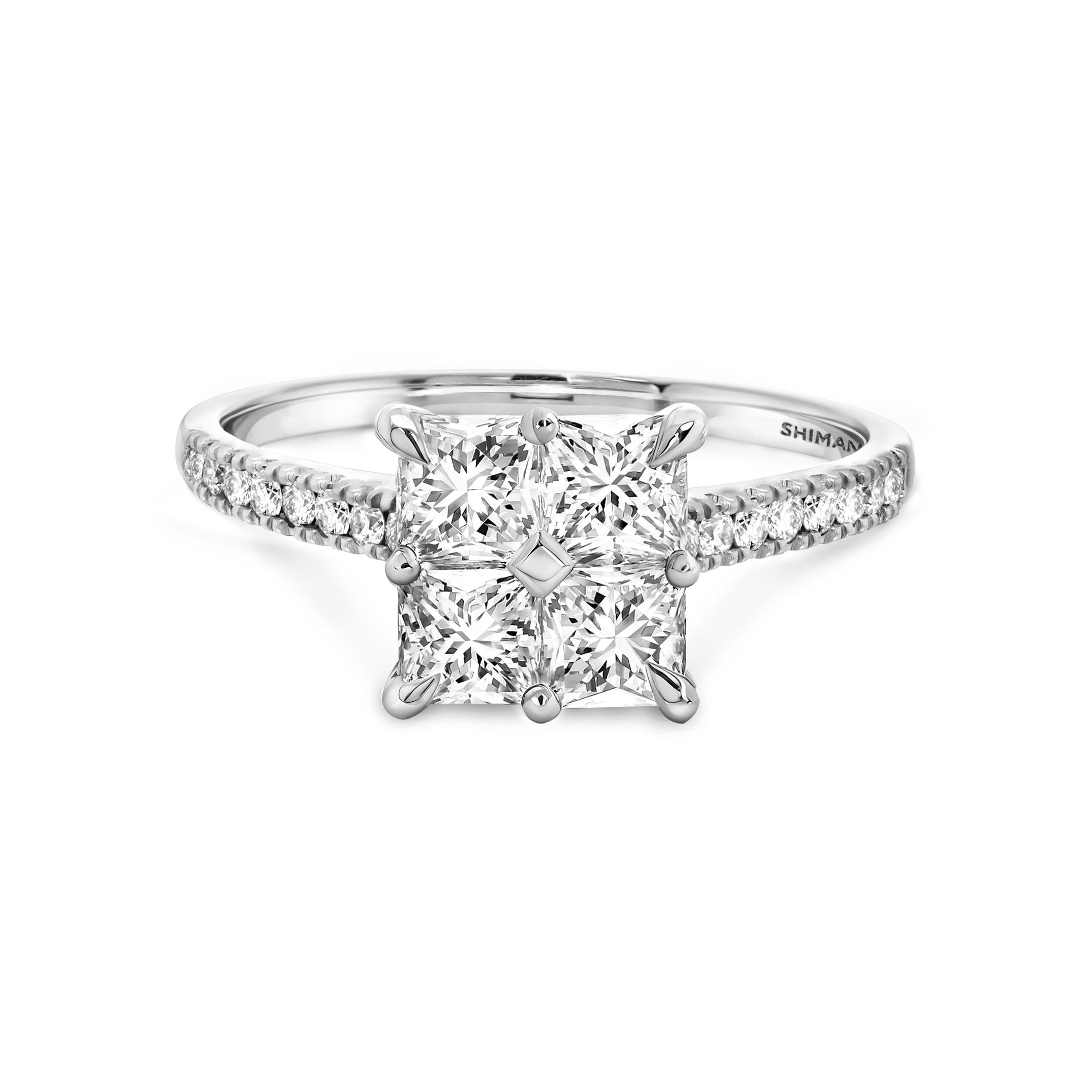 Shimansky 0.8 TCW My Girl Diamond Microset Mosaic Ring 14K White Gold Front View #Metal_White Gold