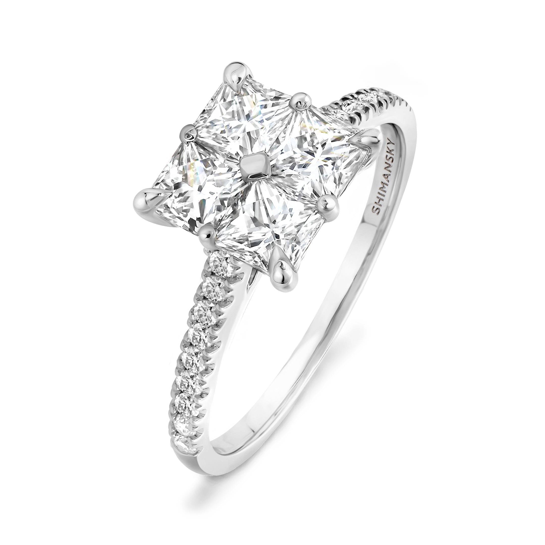 Shimansky 0.8 TCW My Girl Diamond Microset Mosaic Ring 14K White Gold 3D View #card-first #Metal_White Gold