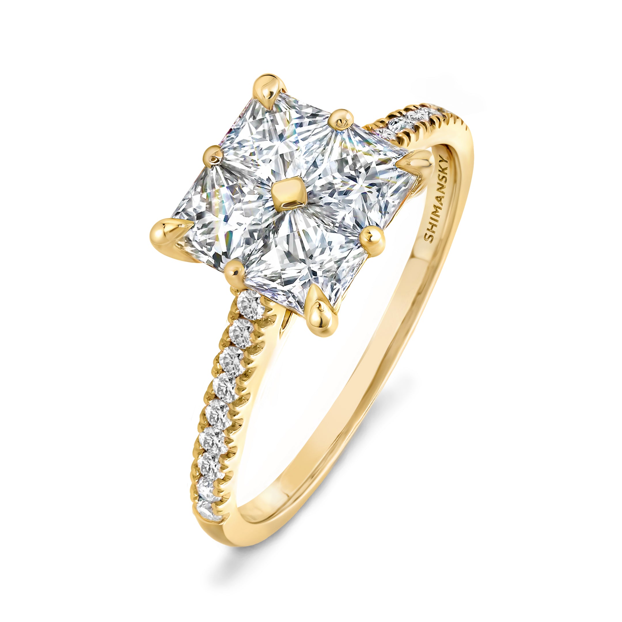 Shimansky 0.8 TCW My Girl Diamond Microset Mosaic Ring in 14K Gold 3D View #card-first