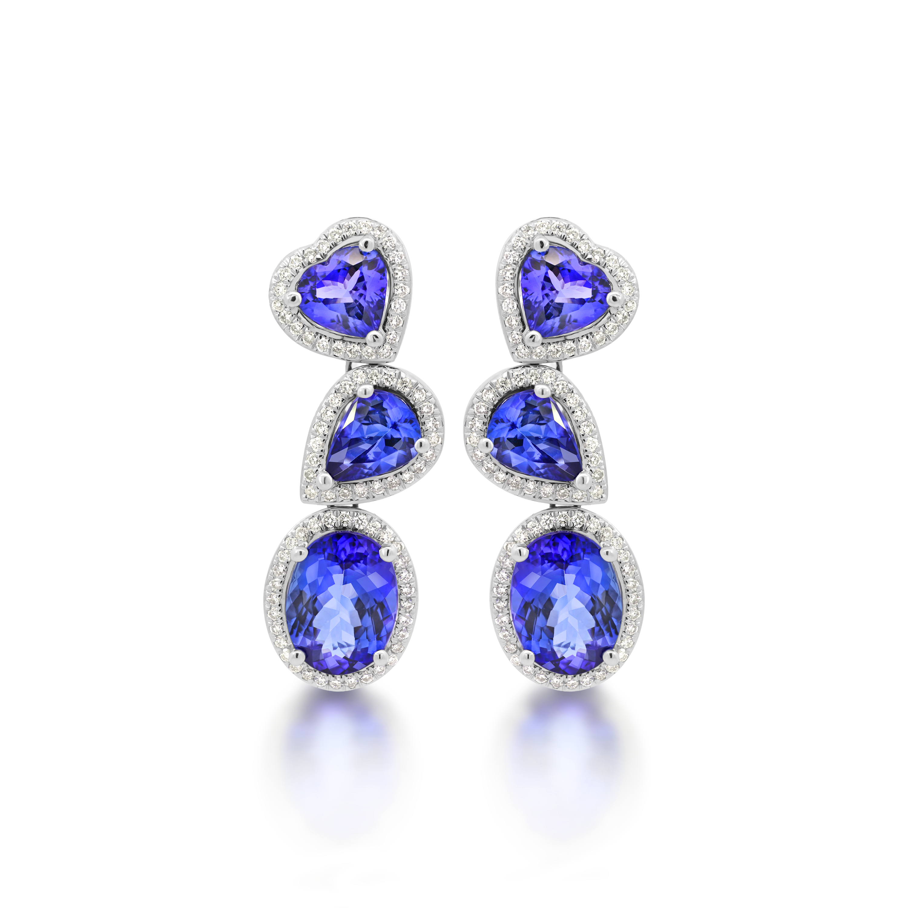 Shimansky 14.9 TCW Tanzanite Dress Earrings in 18K White Gold Front View