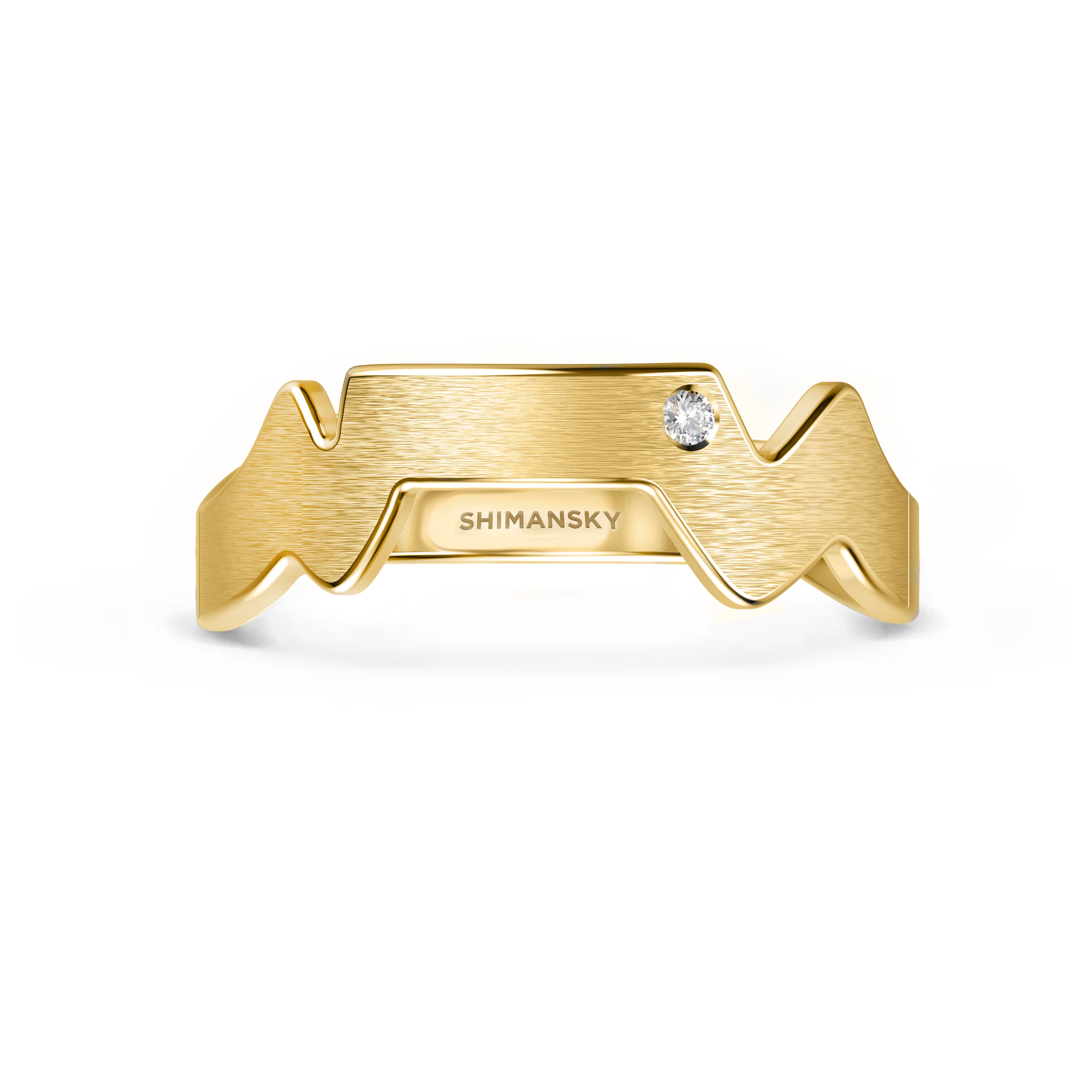 Shimansky 0.02ct Table Mountain Single Diamond Gents Ring 14K Yellow Gold Front View