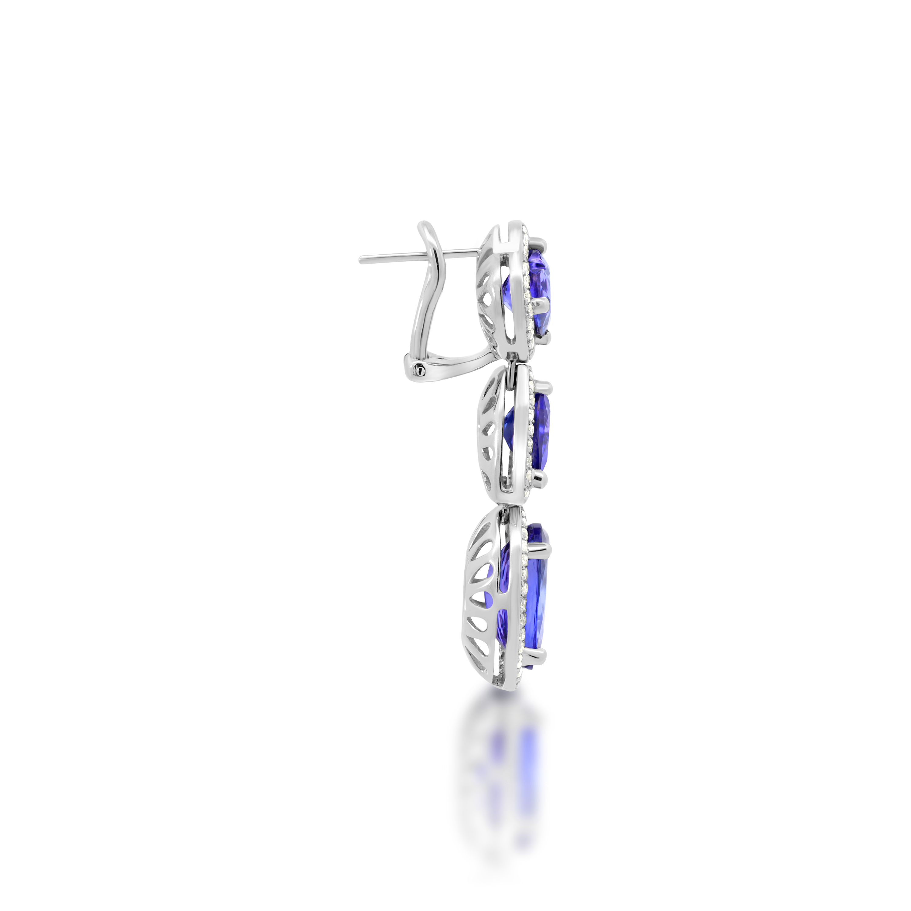 Shimansky 14.9 TCW Tanzanite Dress Earrings in 18K White Gold Profile View