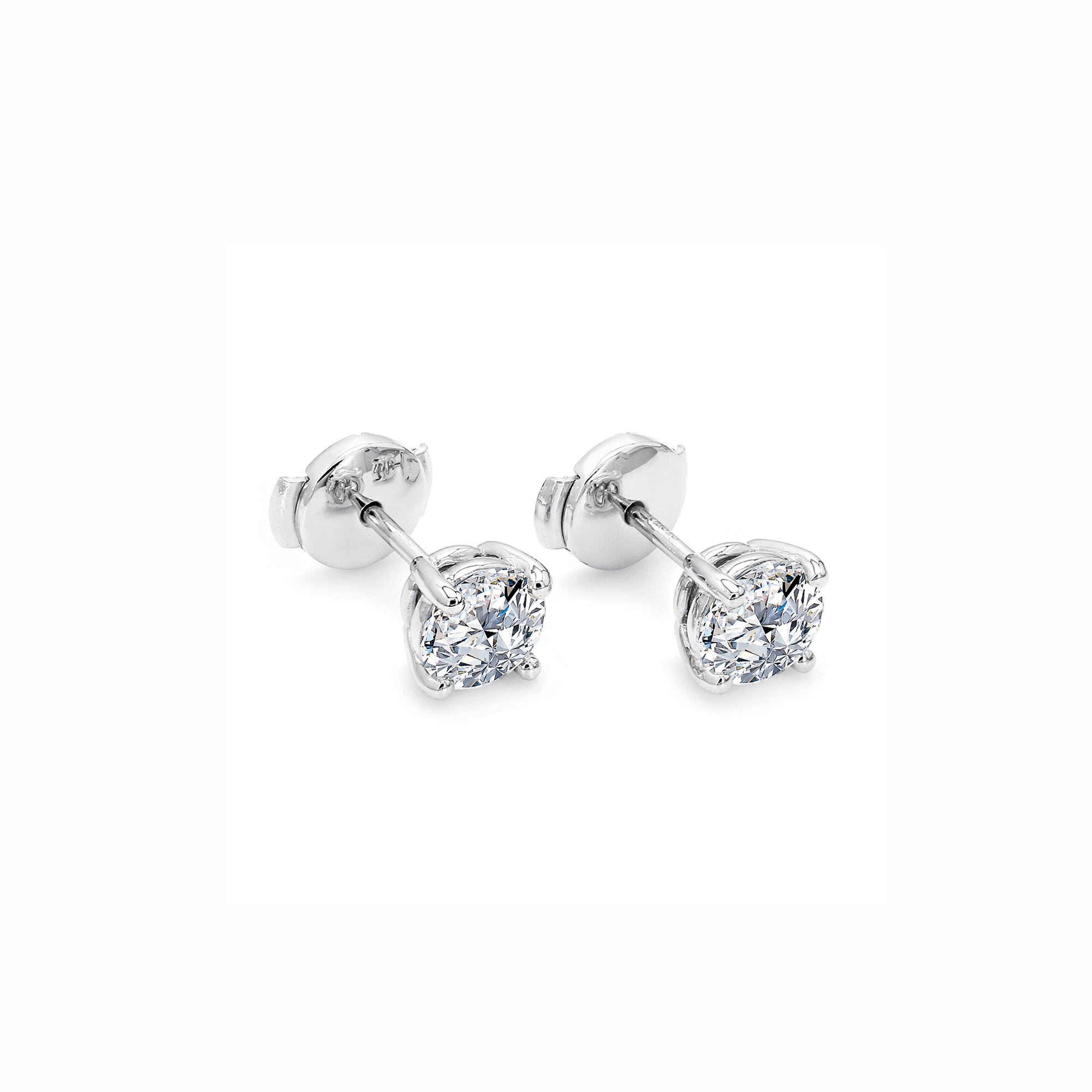 Shimansky 0.7 TCW Classic Diamond Eight Hearts Earrings in 14K White Gold 3D View