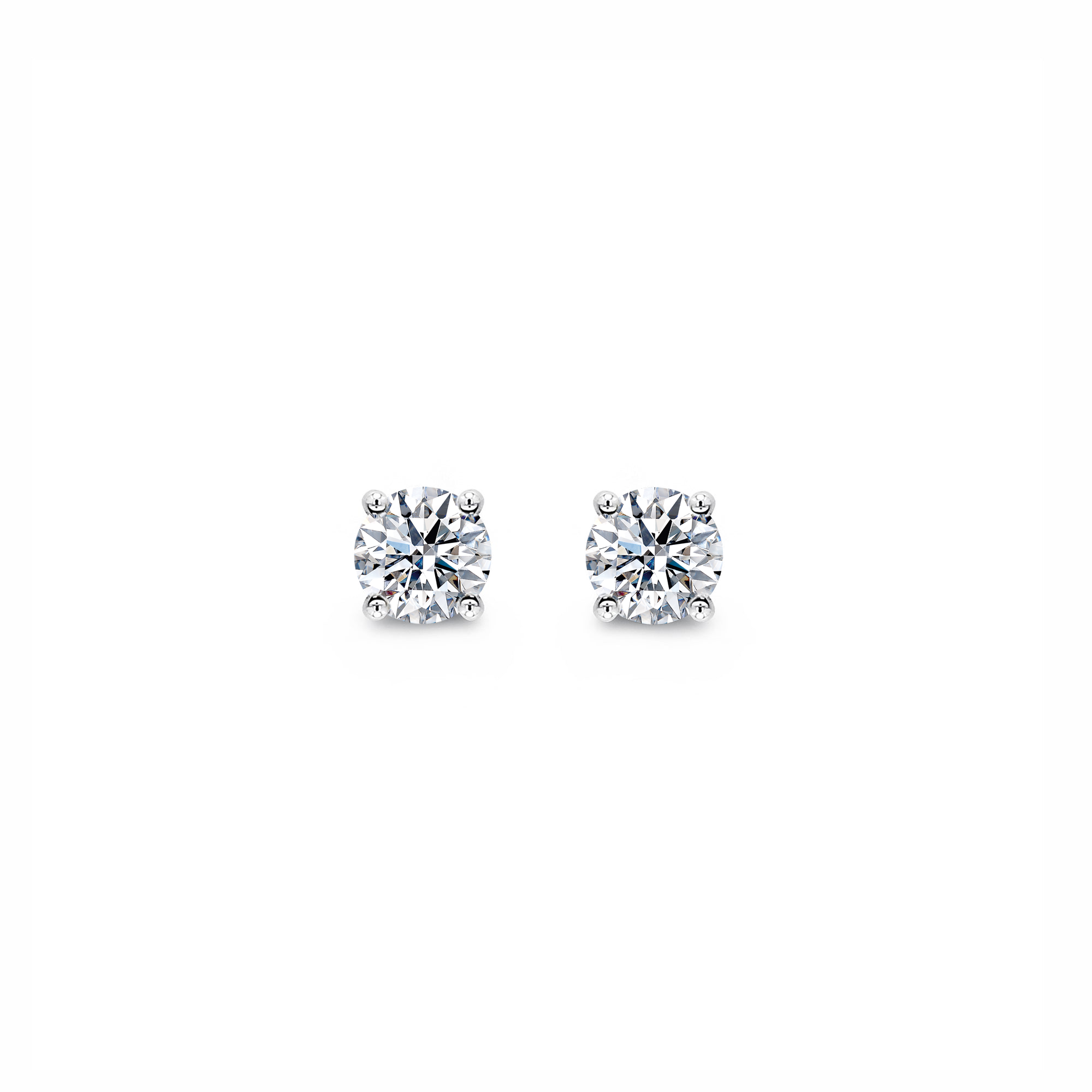 Shimansky 0.7 TCW Classic Diamond Eight Hearts Earrings in 14K White Gold Front View