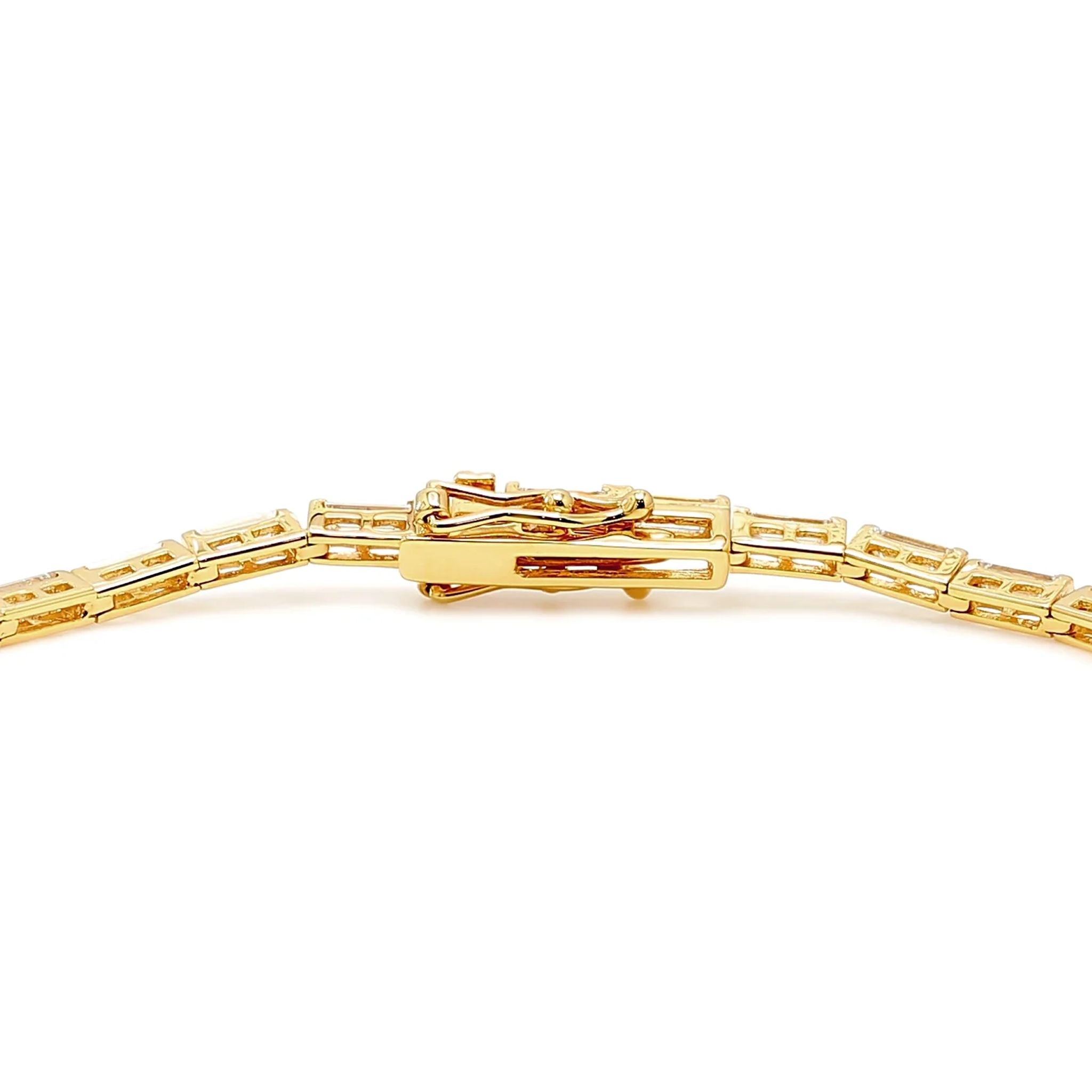 Shimansky 3ct Baguette Diamond Tennis Bracelet in 14K Yellow Gold Clasp View