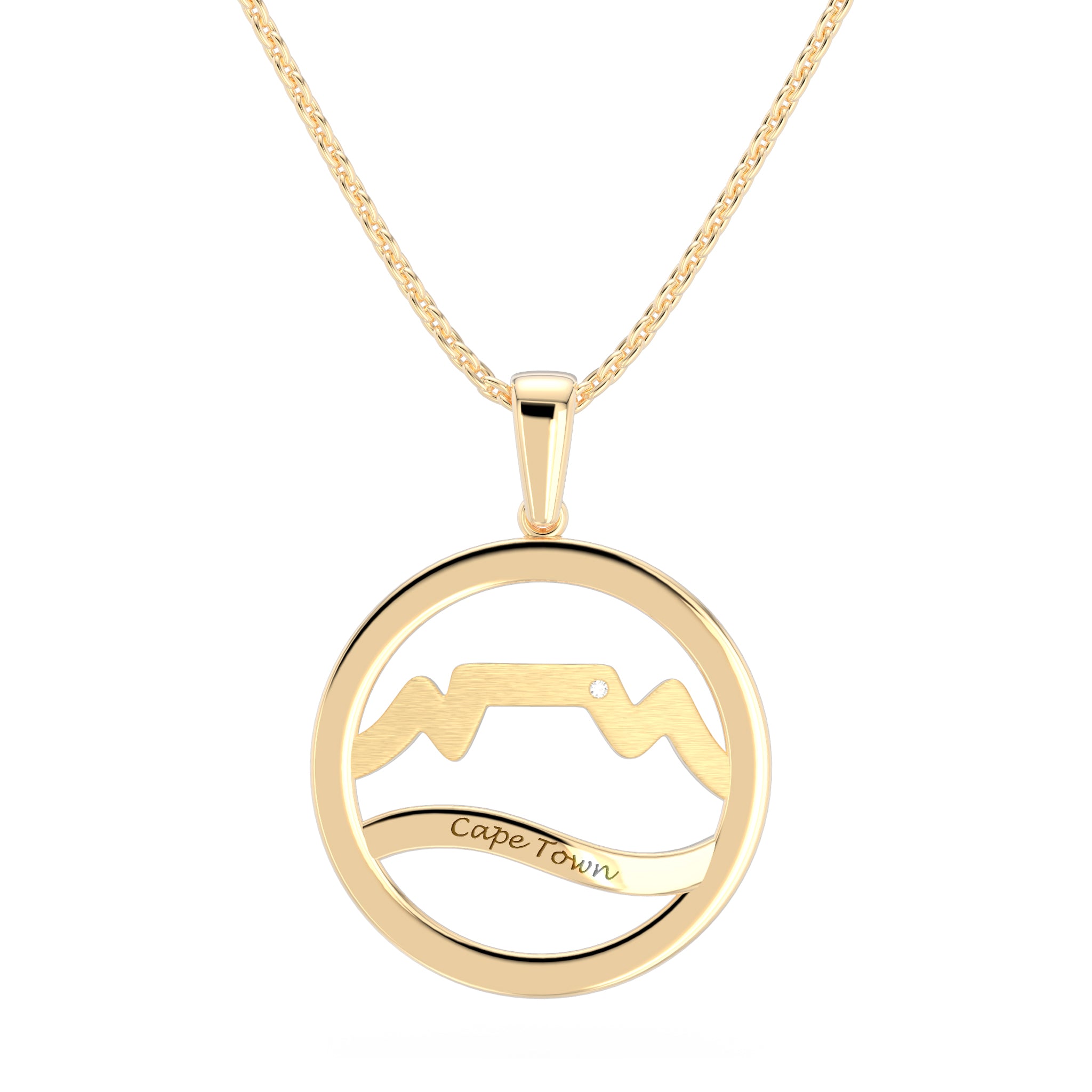 Cape Town Medium Diamond Pendant in 14K Yellow Gold