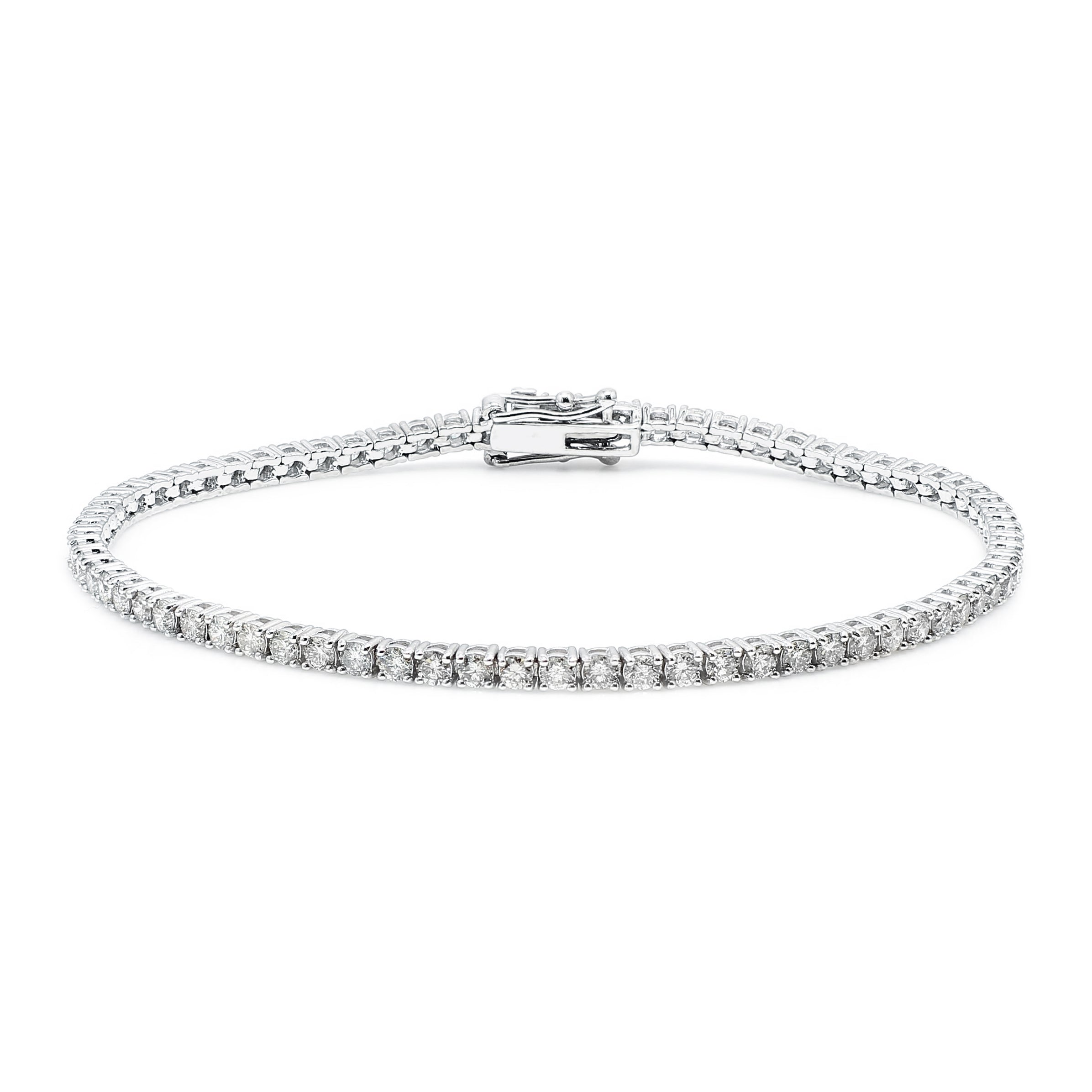 Classic Diamond Tennis Bracelet 2.90 Carat 14K White Gold 3D View