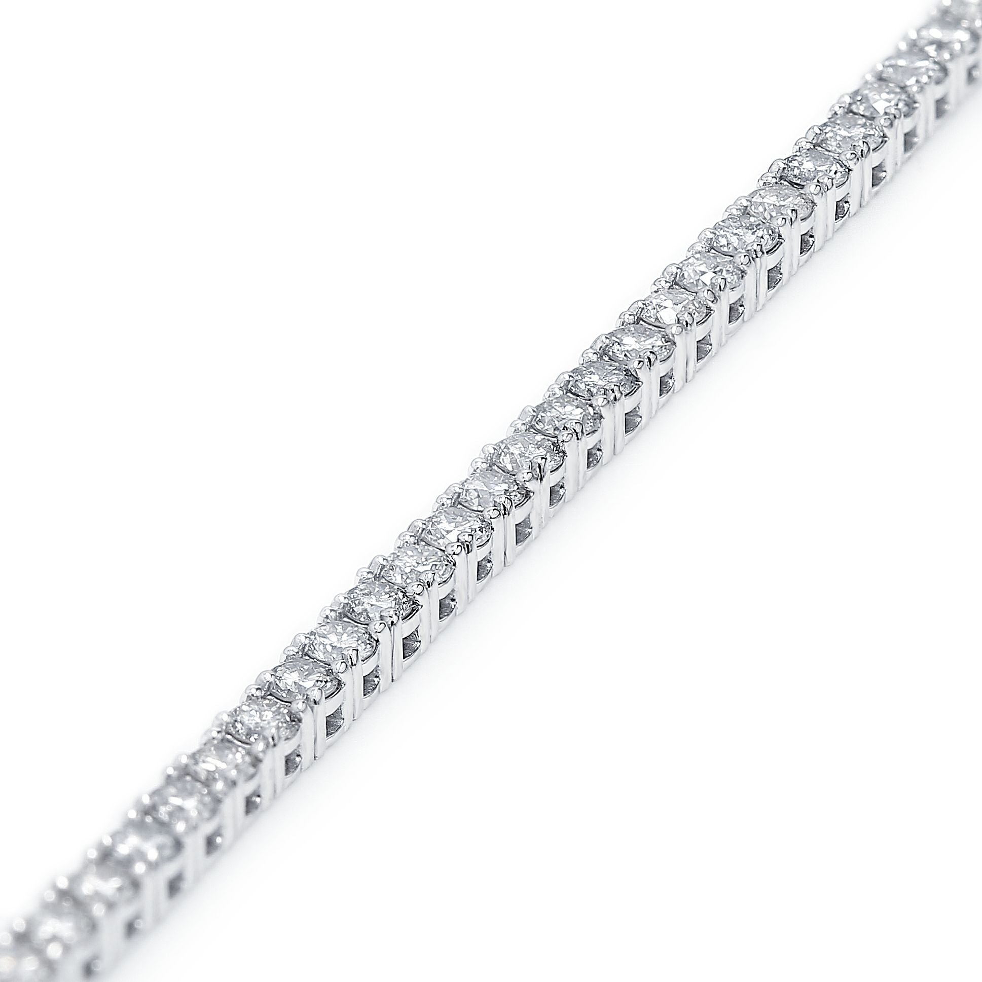 Classic Diamond Tennis Bracelet 2.90 Carat 14K White Gold Front View