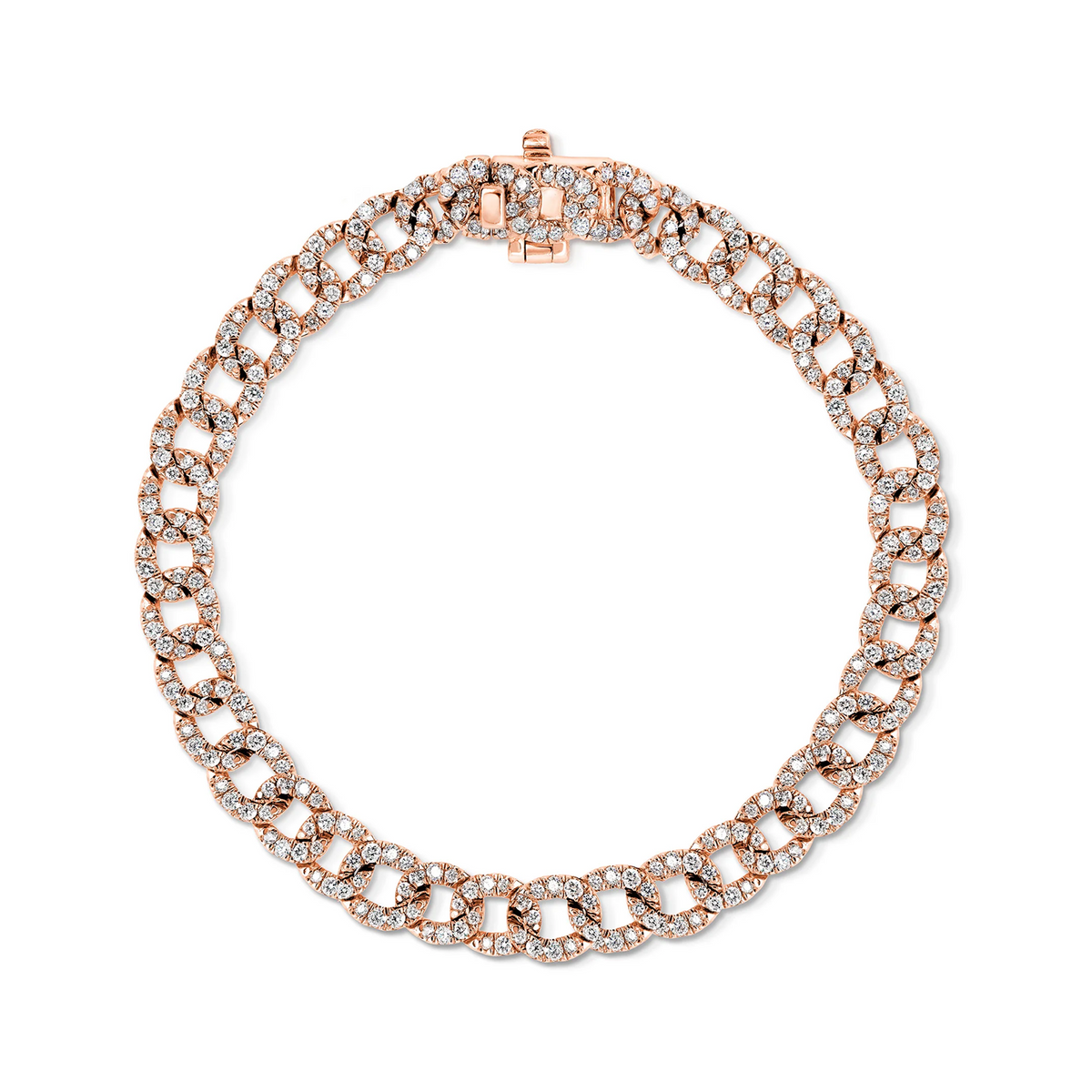 Shimansky 3.8ct Curb Link Diamond Bracelet in 14K Rose Gold - Top View