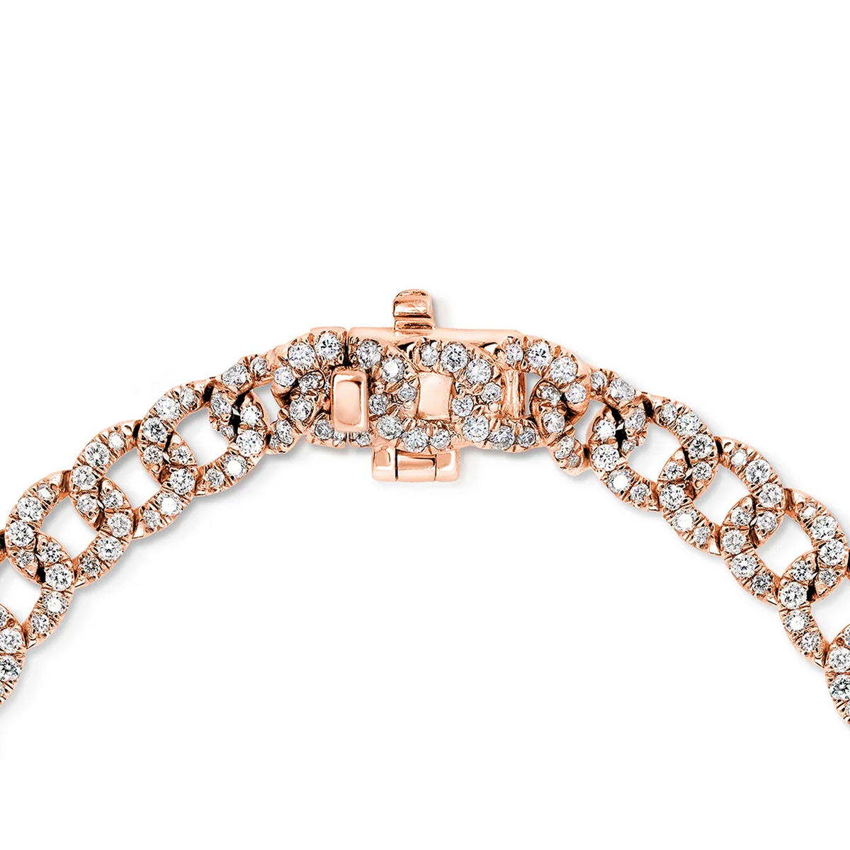 Shimansky 3.8ct Curb Link Diamond Bracelet in 14K Rose Gold - Clasp View