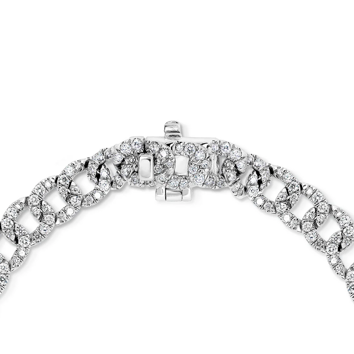 Shimansky 3.8ct Curb Link Diamond Bracelet in 14K White Gold - Clasp View