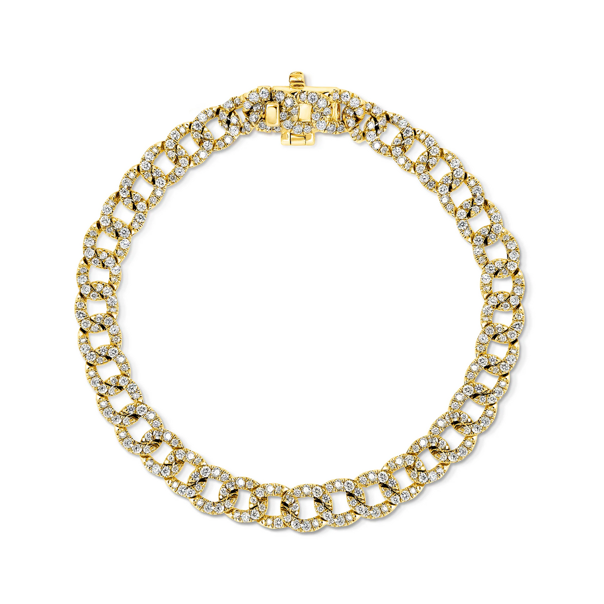 Shimansky 3.8ct Curb Link Diamond Bracelet in 14K Yellow Gold - Top View