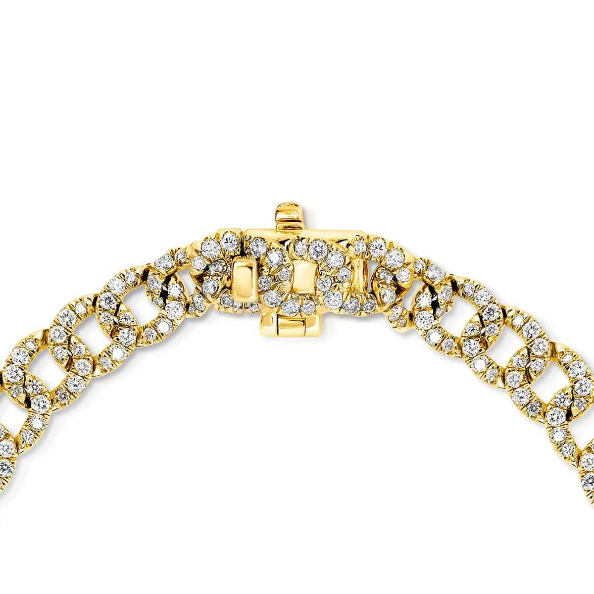 Shimansky 3.8ct Curb Link Diamond Bracelet in 14K Yellow Gold - Clasp View
