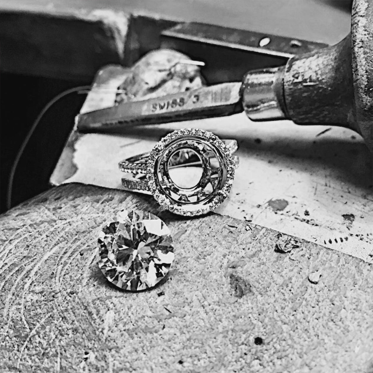 Shimansky Double Halo Ring Setting with diamond.