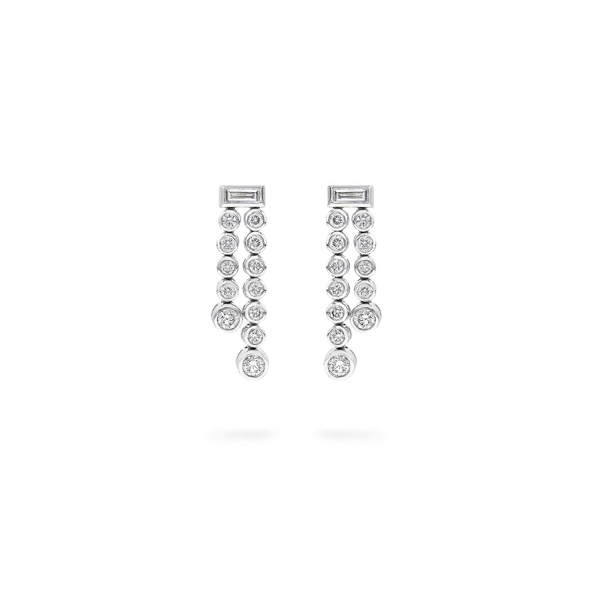 SHIMANSKY.CO.ZA - Diamond Cascading Drop Earrings - 18K White Gold - Front View