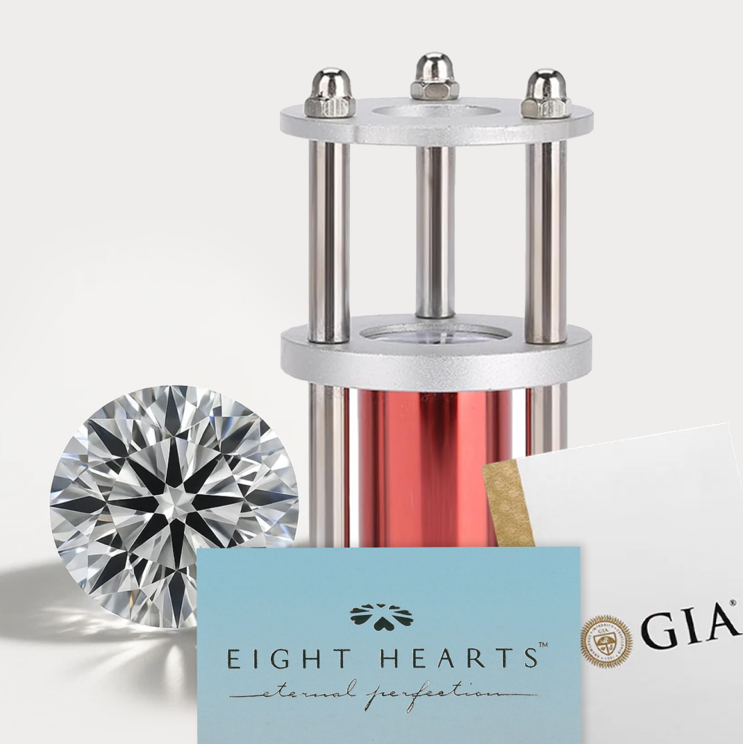 Eight Heart round brilliant cut diamond by Shimansky, known as the Super Ideal Cut Diamonds, with GIA and Eight Heart certificate with a Hearts and Arrows Diamond viewer from Shimansky Cape Town, South Africa.