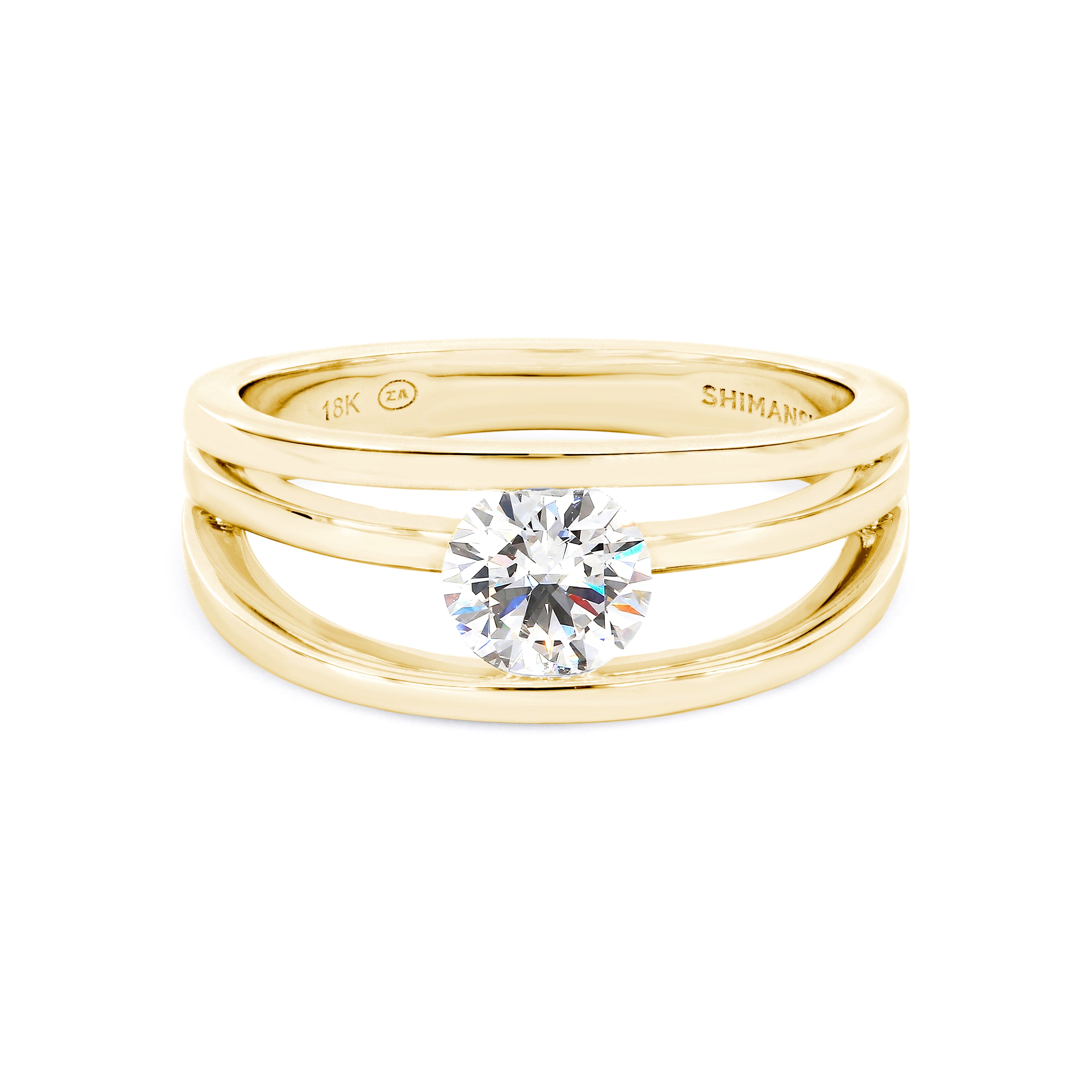 Evolym Diamond Engagement Ring 0.70 Carat in 18K Yellow Gold Front View