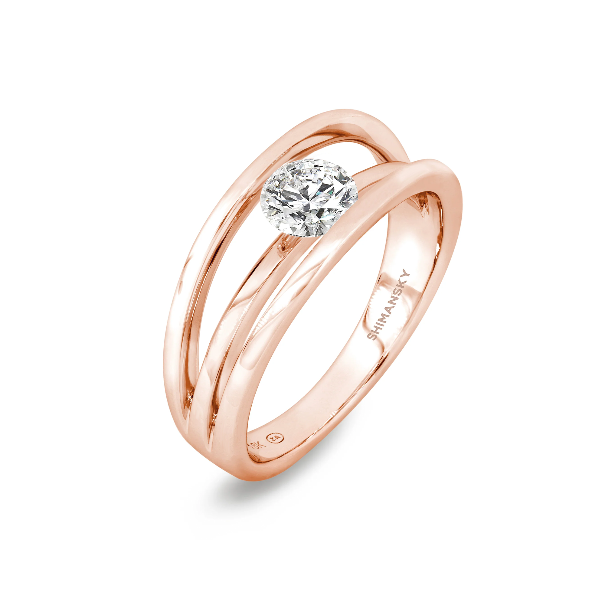 Shimansky 0.5ct Evolym Diamond Engagement Ring in 18K Rose Gold 3D View #Metal_Rose Gold #Carat Weight_0.5