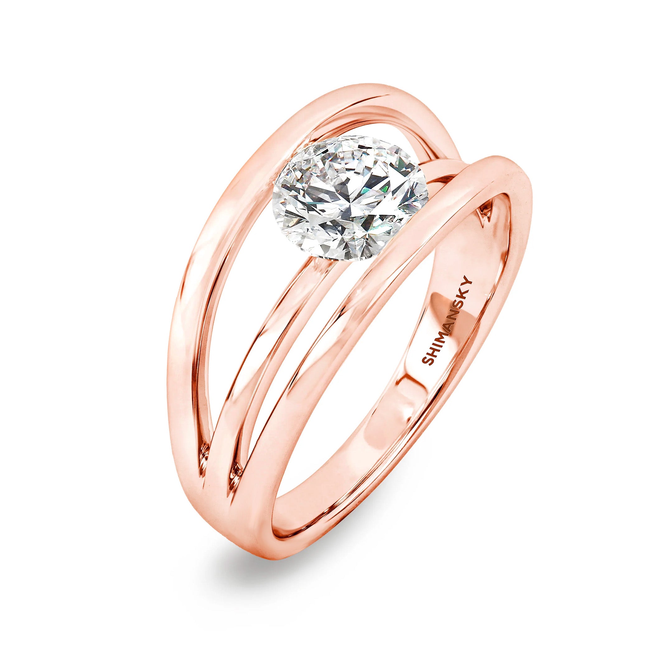Shimansky 1ct Evolym Diamond Engagement Ring in 18K Rose Gold 3D VIew #Metal_Rose Gold #Carat Weight_1