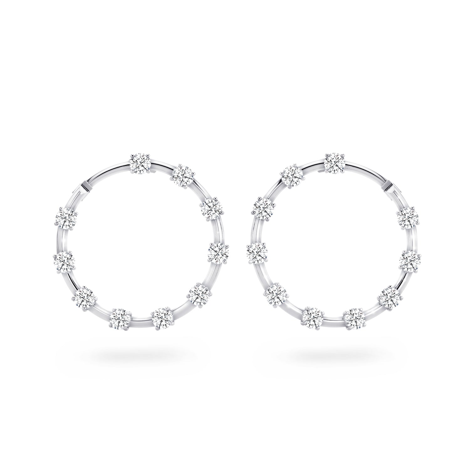 Shimansky - Crescent Diamond Hoop Earrings 2.00ct crafted in 14K White Gold