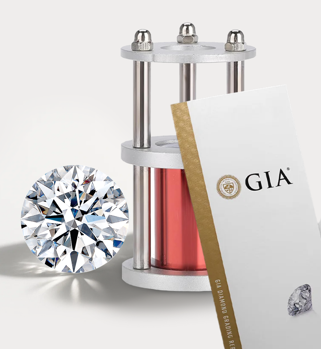 Shimansky natural Brilliant 10™ diamond face-up and an official GIA certified grading report image courtesy of Shimansky Diamonds, Cape Town.