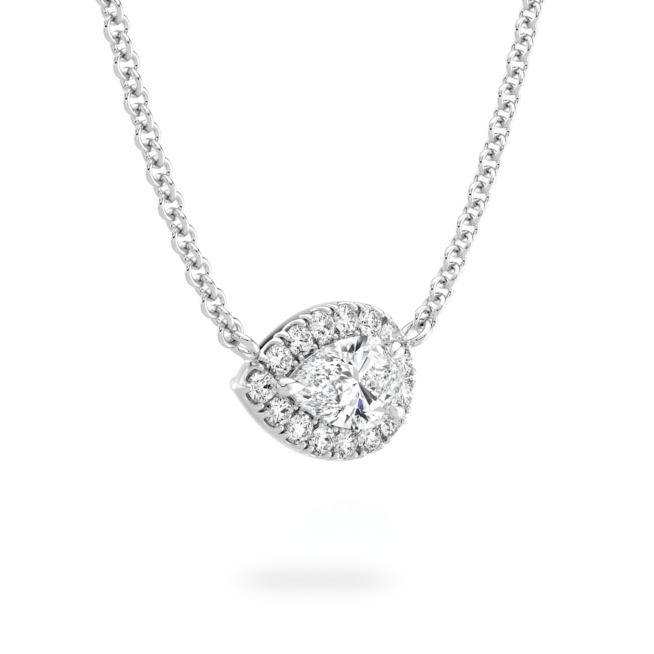 Pear Diamond Microset Halo Necklace - Shimansky Jewelry