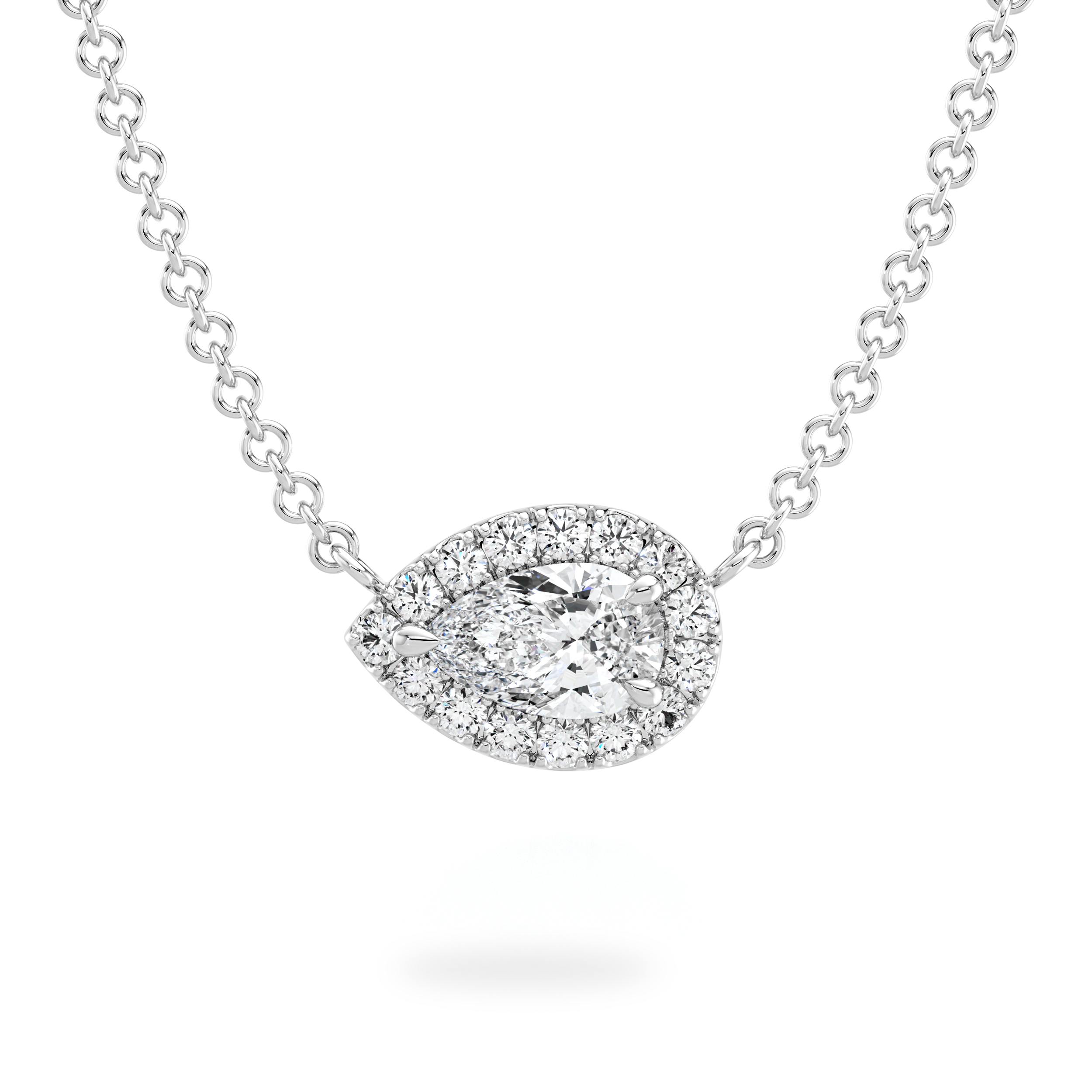 Pear Diamond Microset Halo Necklace - Shimansky Jewelry