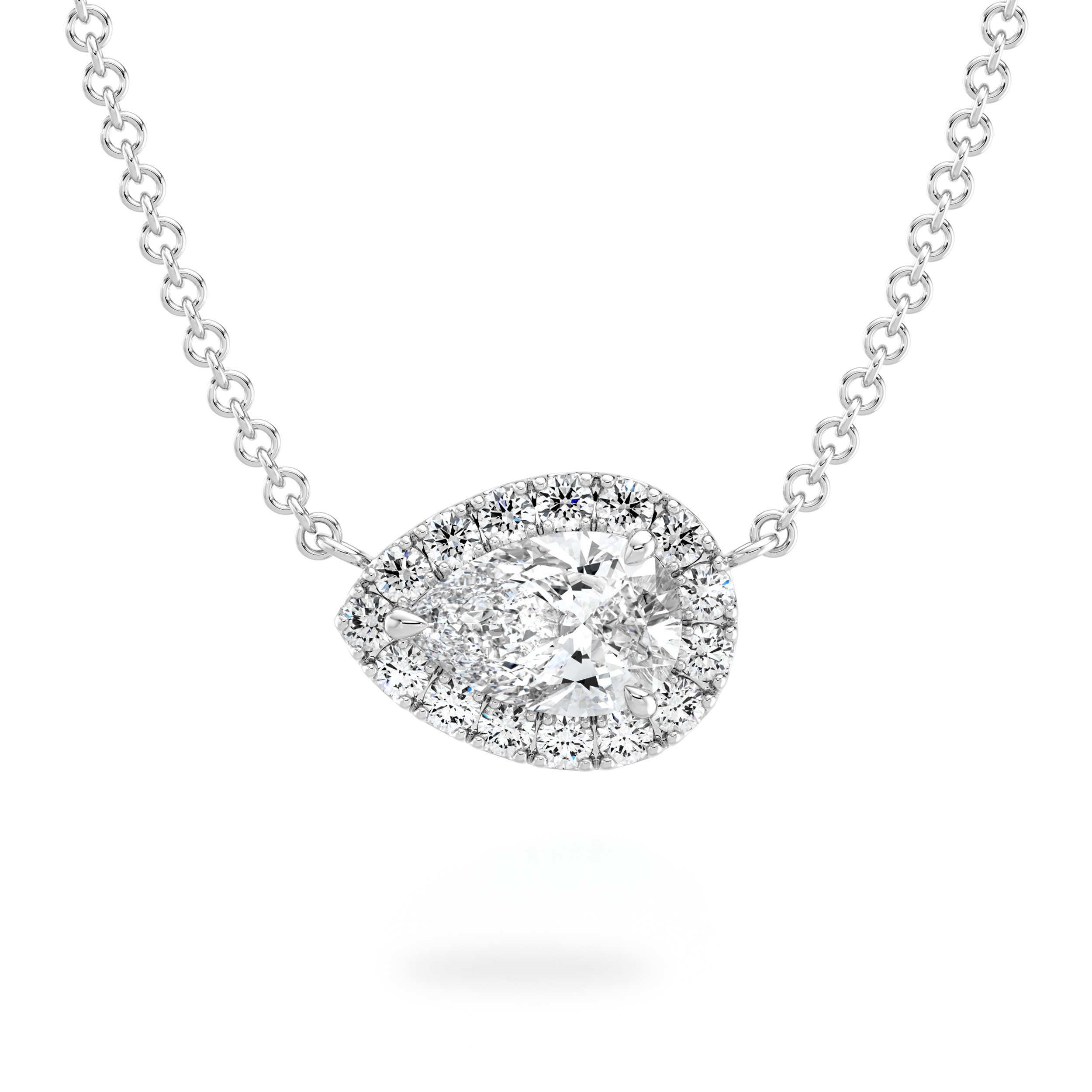 Pear Diamond Microset Halo Necklace - Shimansky Jewelry