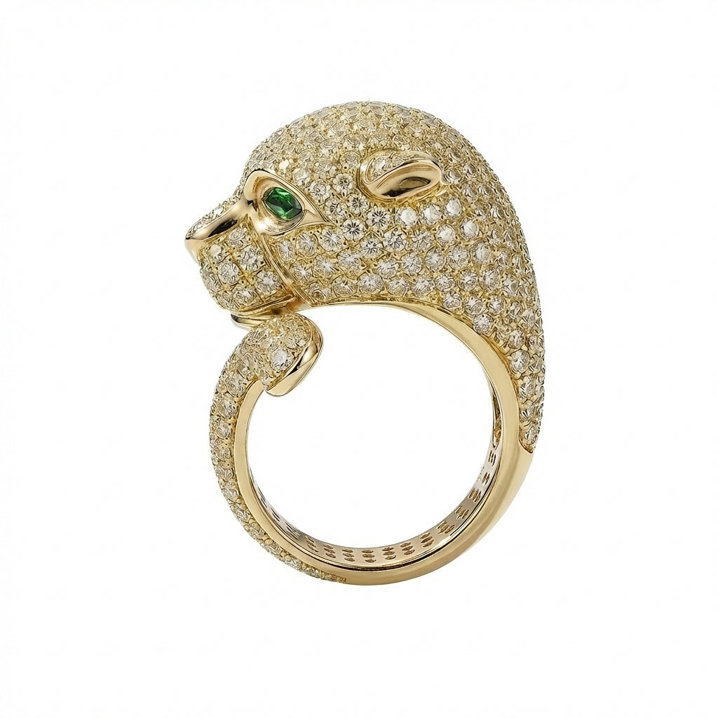 Anneau de Panther diamant et tsavorite