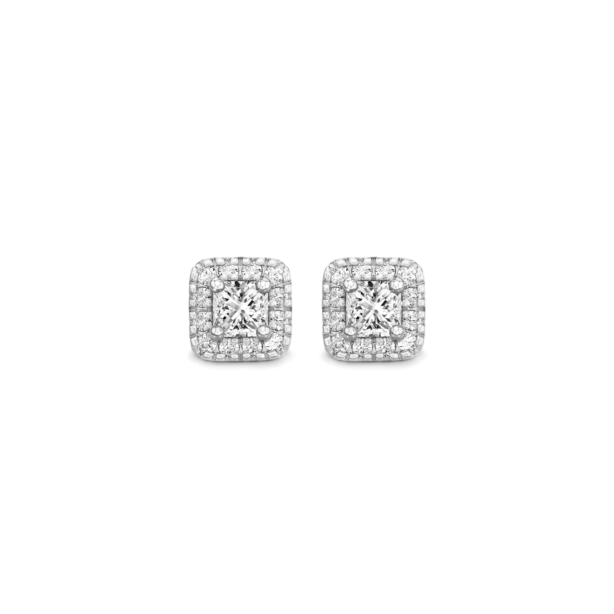 Shimansky 0.6 TCW My Girl Diamond Halo Earrings 18K White Gold Front View