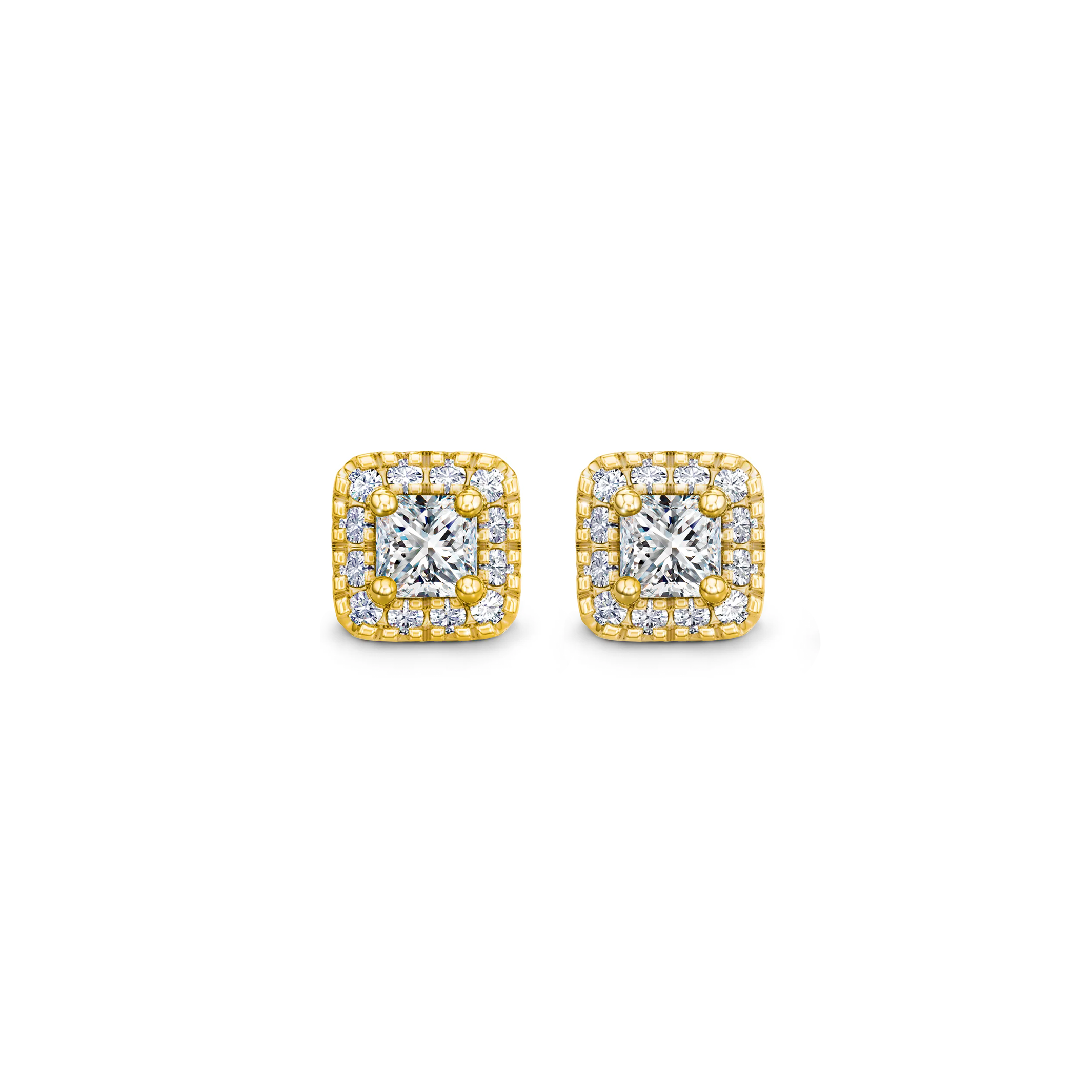 Shimansky 0.7 TCW My Girl Diamond Halo Earrings 18K Yellow Gold Front View