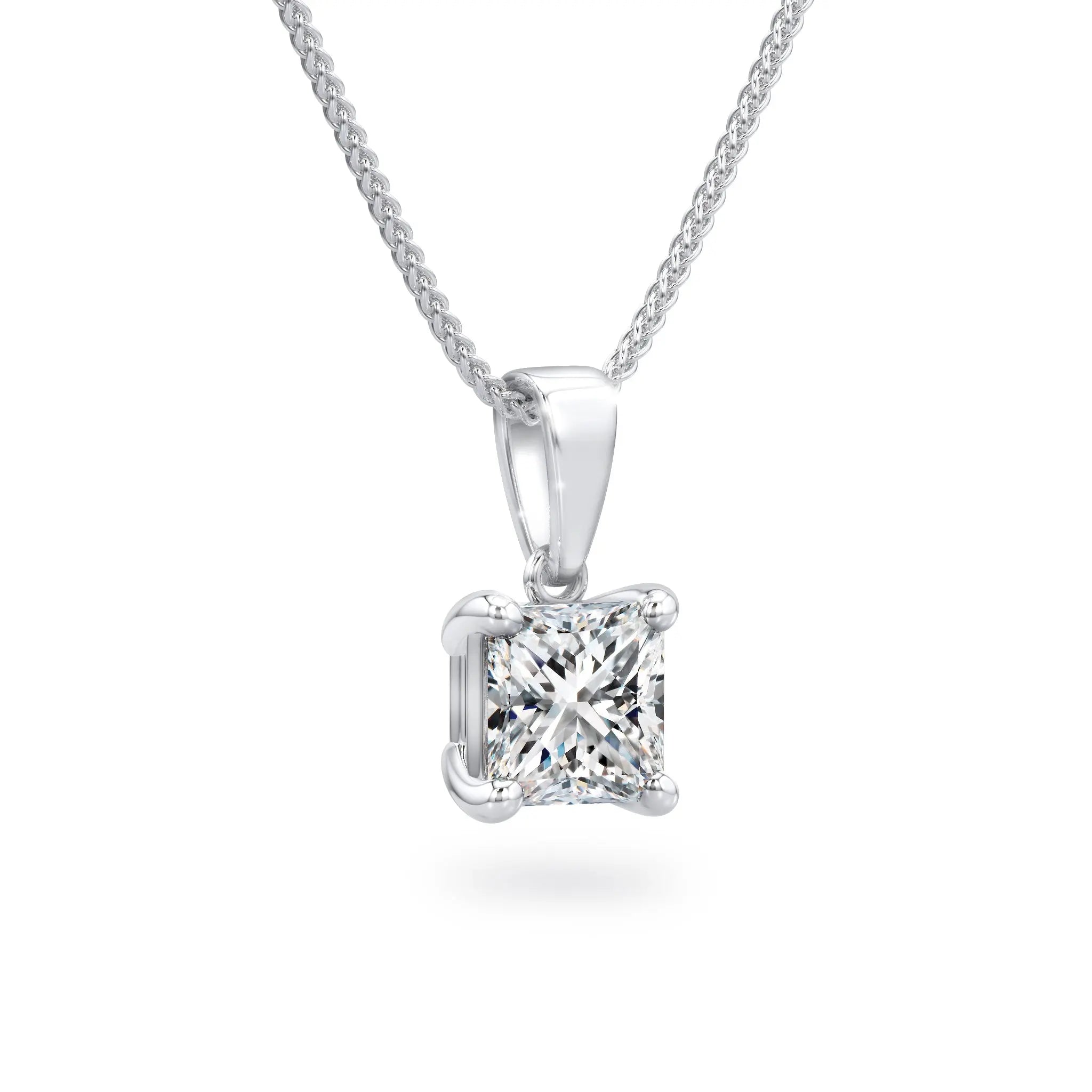 Shimansky 0.7ct My Girl Solitaire Diamond Pendant 18K White Gold 3D View