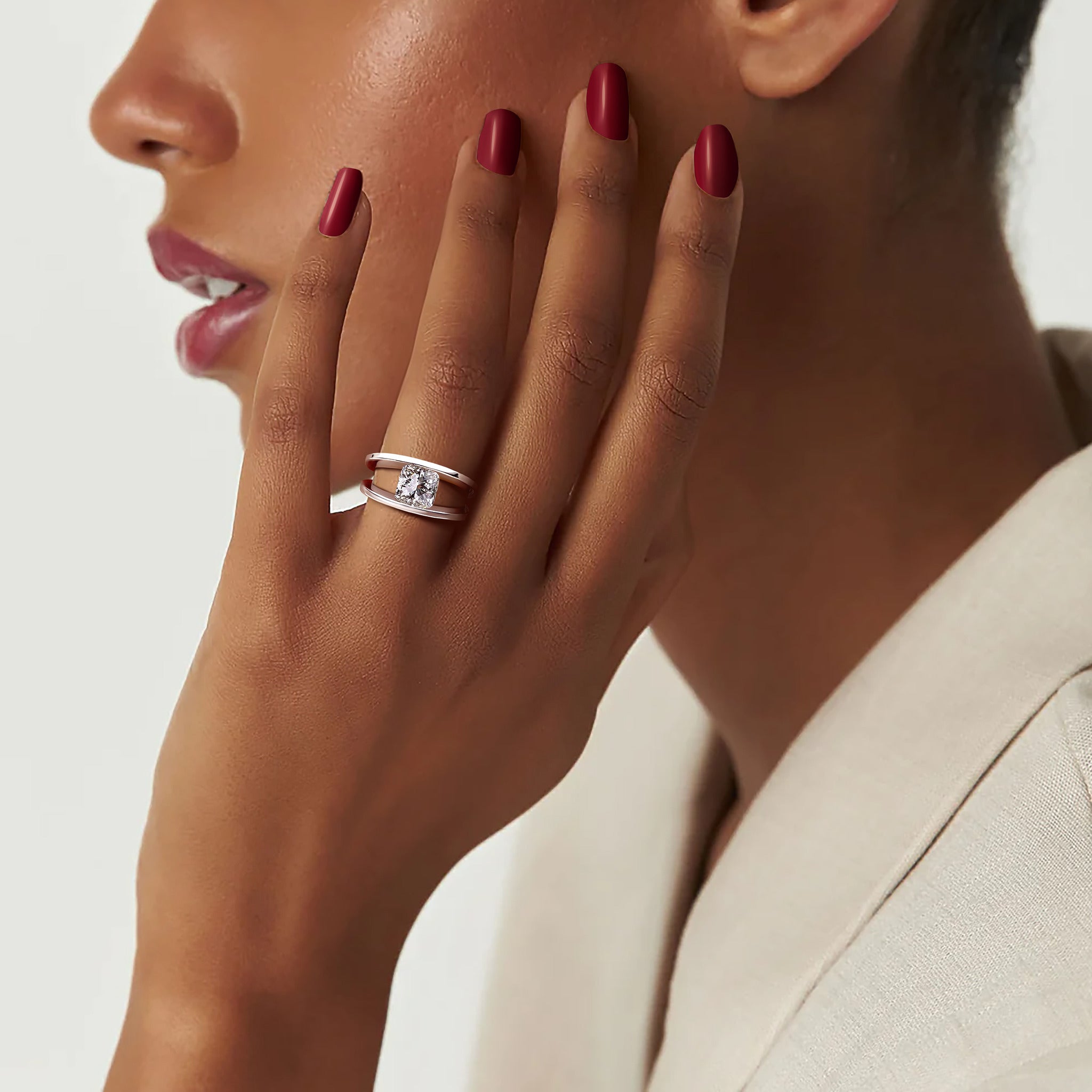 2.20 Carat Millennium Diamond Engagement Ring Model View - Shimansky