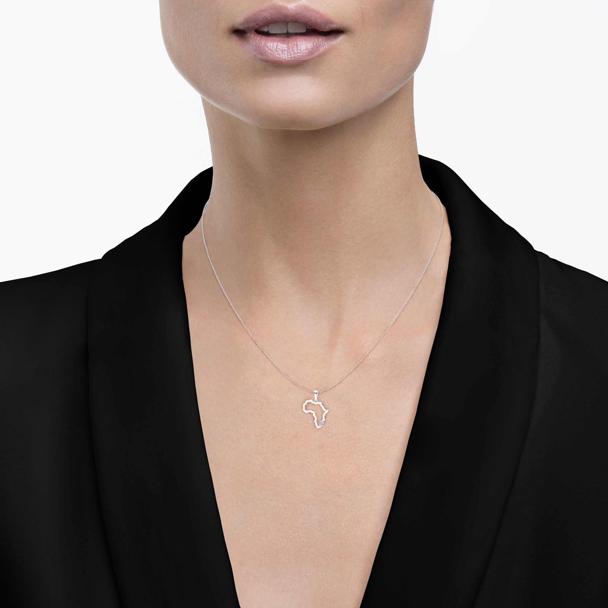 Shimansky 0.3ct My Africa Small Diamond Pendant 14K White Gold Model View