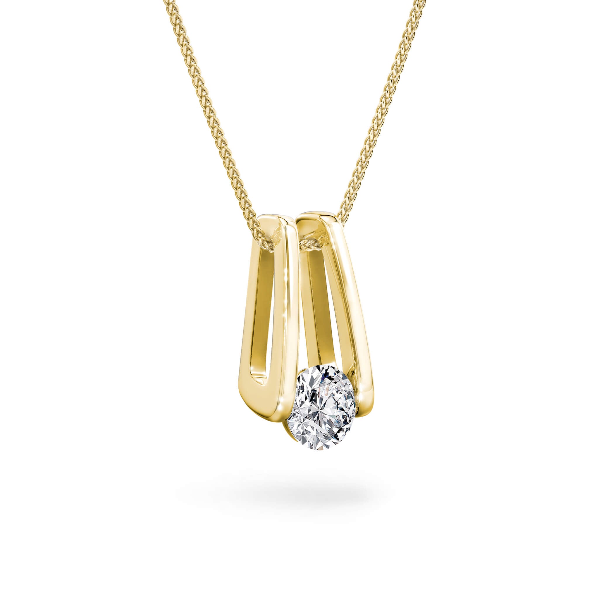 Millennium Classic Diamond Pendant 2.00 Carat in 18K Yellow Gold 3D View