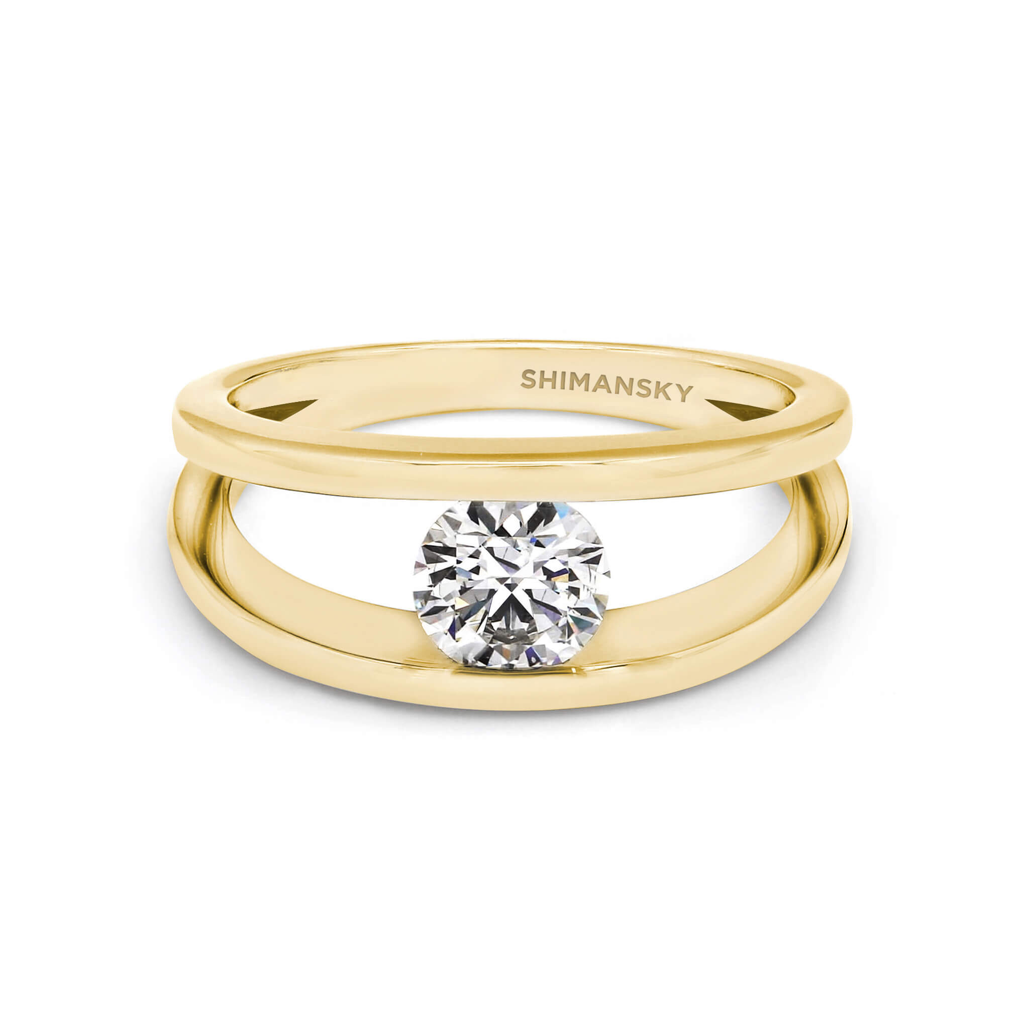 Millennium Classic Diamond Ring 0.70 Carat in 18K Yellow Gold Front View #Metal_Yellow Gold