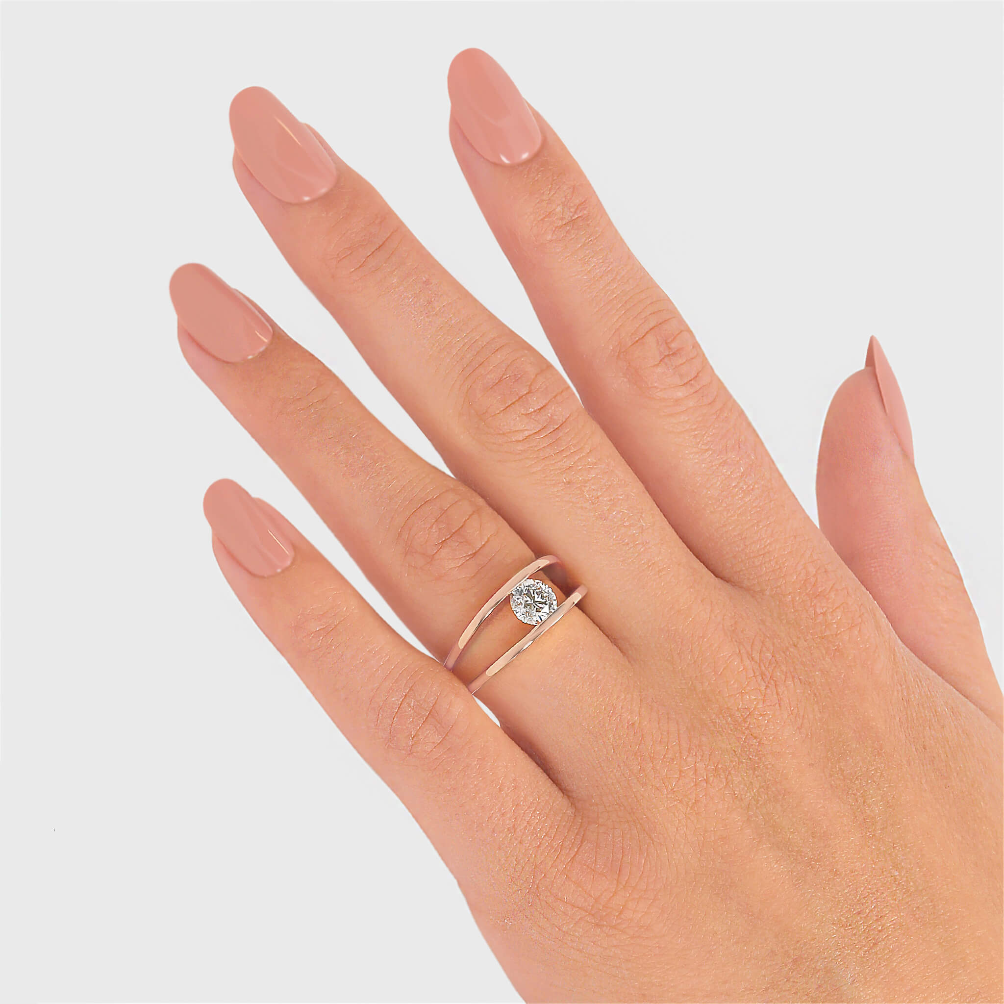 Millennium Classic Diamond Ring 0.70ct in 18K Rose Gold Hand View #Metal_Rose Gold