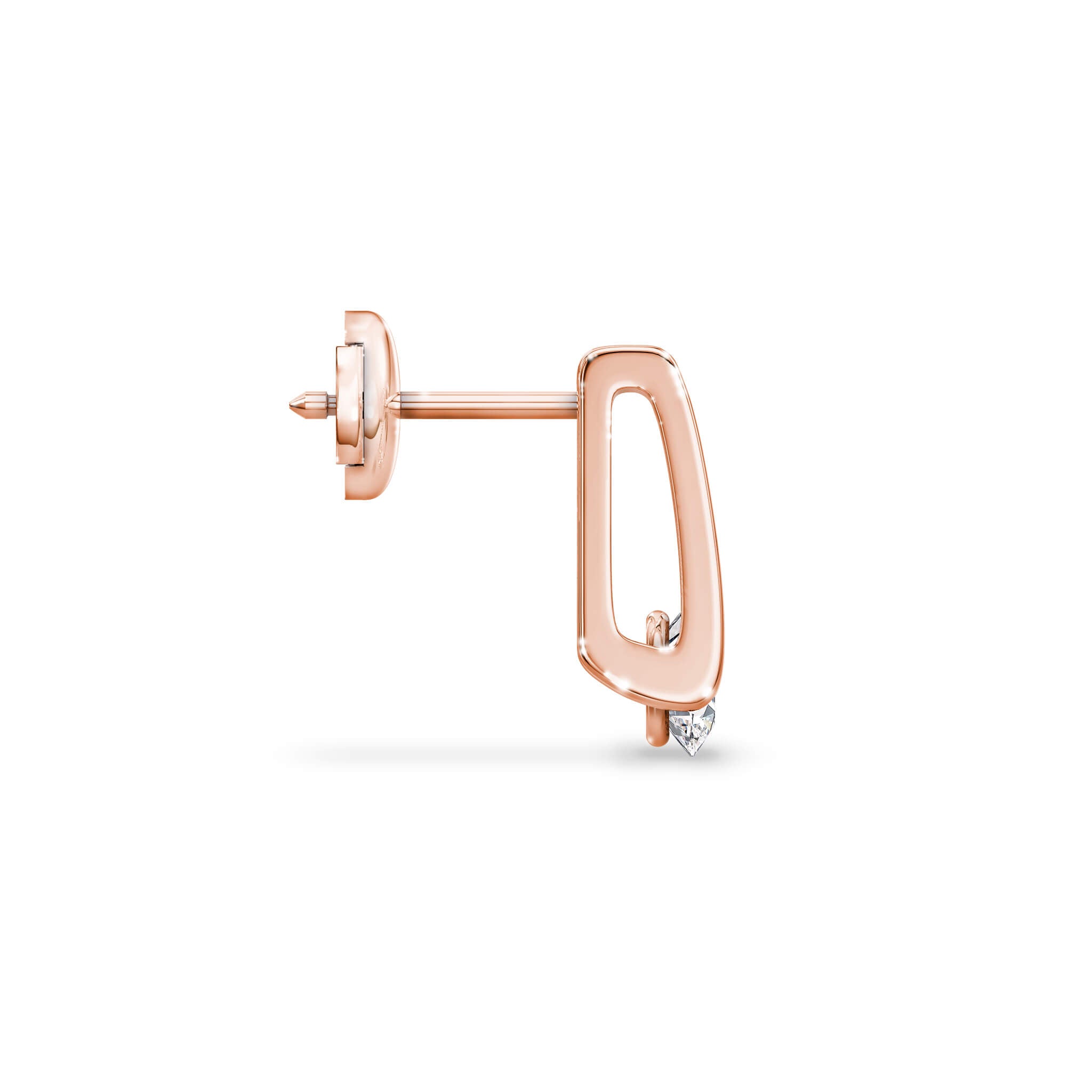 Millennium Classic Diamond Stud Earrings 0.50 Carat in 18K Rose Gold Side View