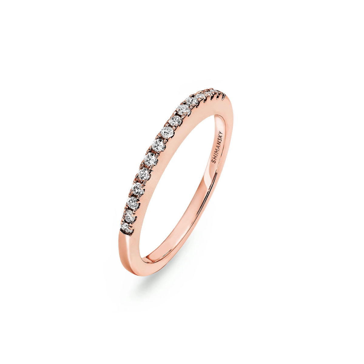 Shimansky 0.1 TCW Millennium Microset Wedding Band in 18K Rose Gold 3D View #Metal_Rose Gold #card-first
