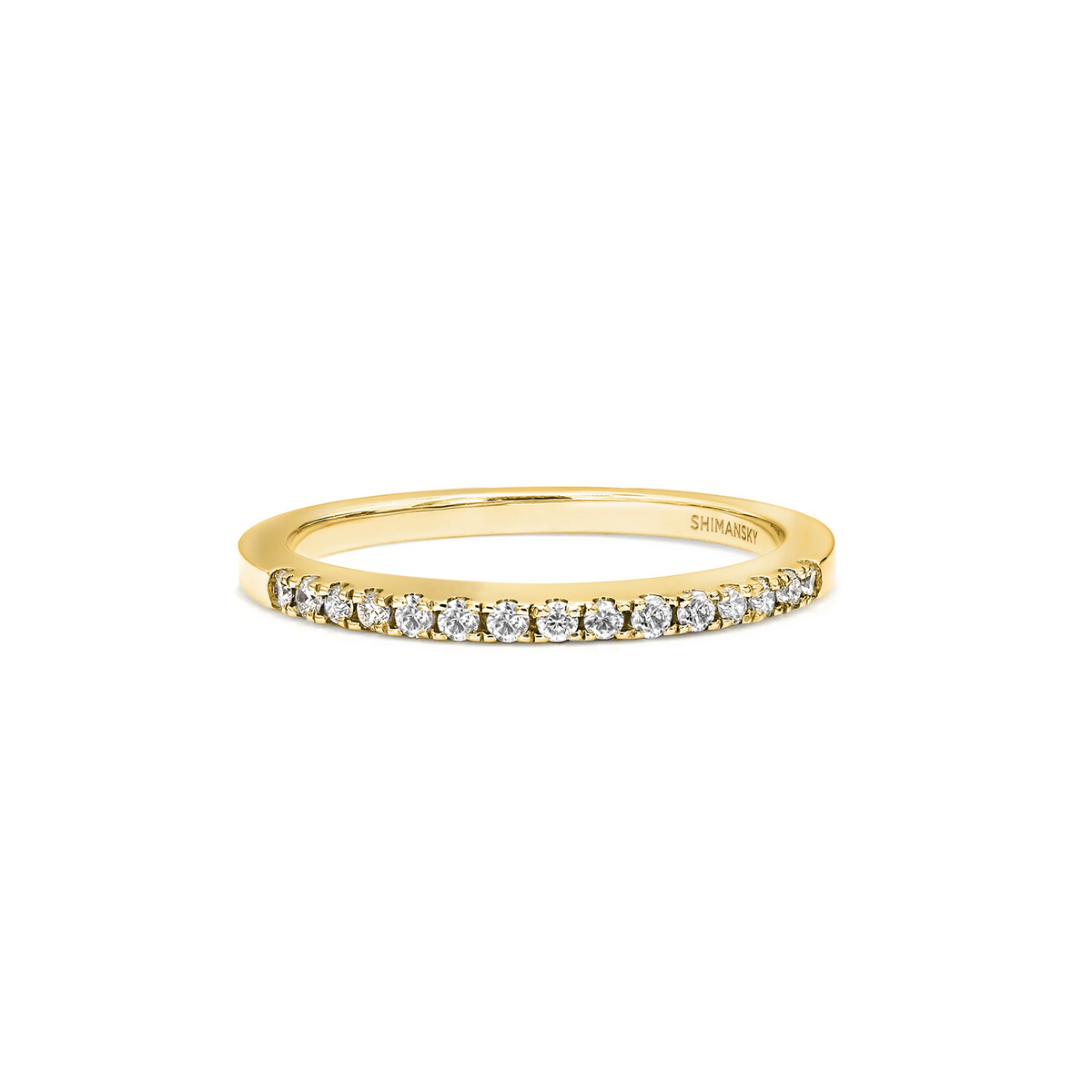 Shimansky 0.1 TCW Millennium Microset Wedding Band in 18K Yellow Gold Front View #Metal_Yellow Gold