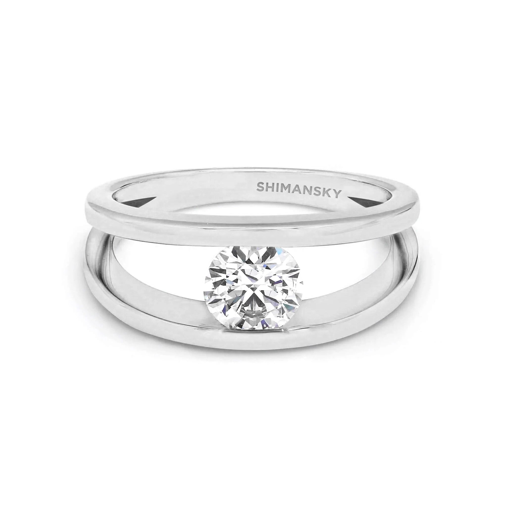Shimansky 0.7 Carat Iconic Millennium Diamond Engagement Ring in Platinum Front View