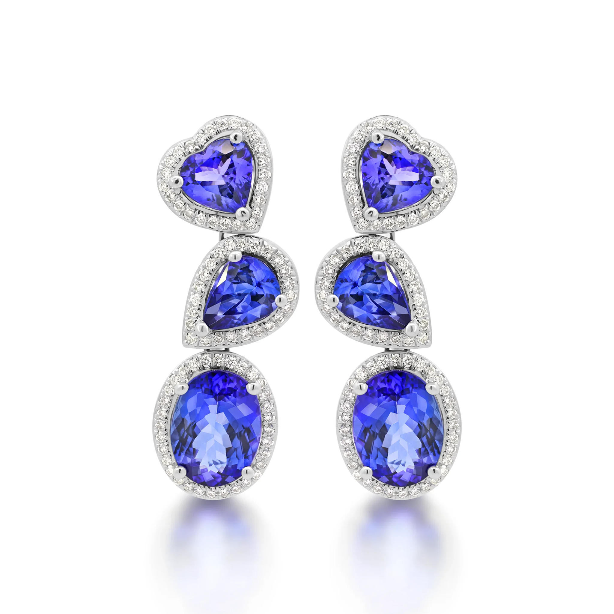 Shimansky 14.9 TCW Tanzanite Dress Earrings in 18K White Gold Front View