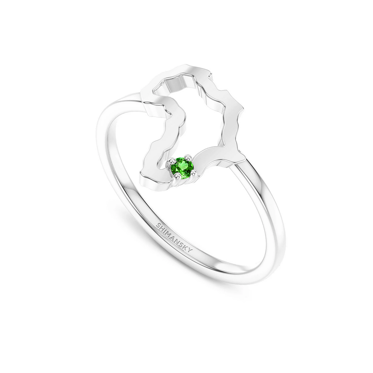 Shimansky 0.04ct My Africa Small Tsavorite Ring in 14K White Gold 3D View #card-first