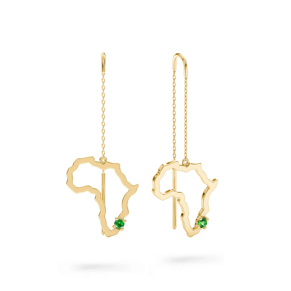 Shimansky 0.07 TCW My Africa Tsavorite Drop Earrings in 14K Yellow Gold Front 3D View