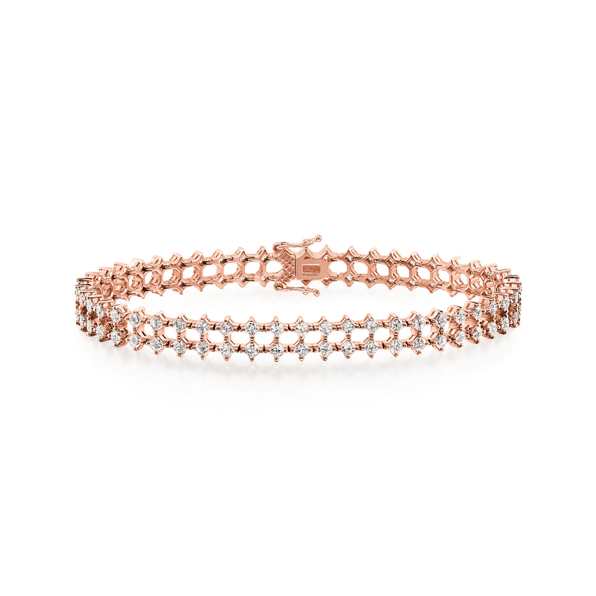 Shimansky 5.7ct My Girl Diamond Double Row Diagonal Bracelet in 18K Rose Gold - Front View