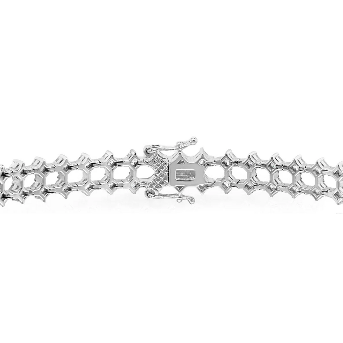 Shimansky 5.8ct My Girl Diamond Double Row Diagonal Bracelet in 18K White Gold - Clasp View