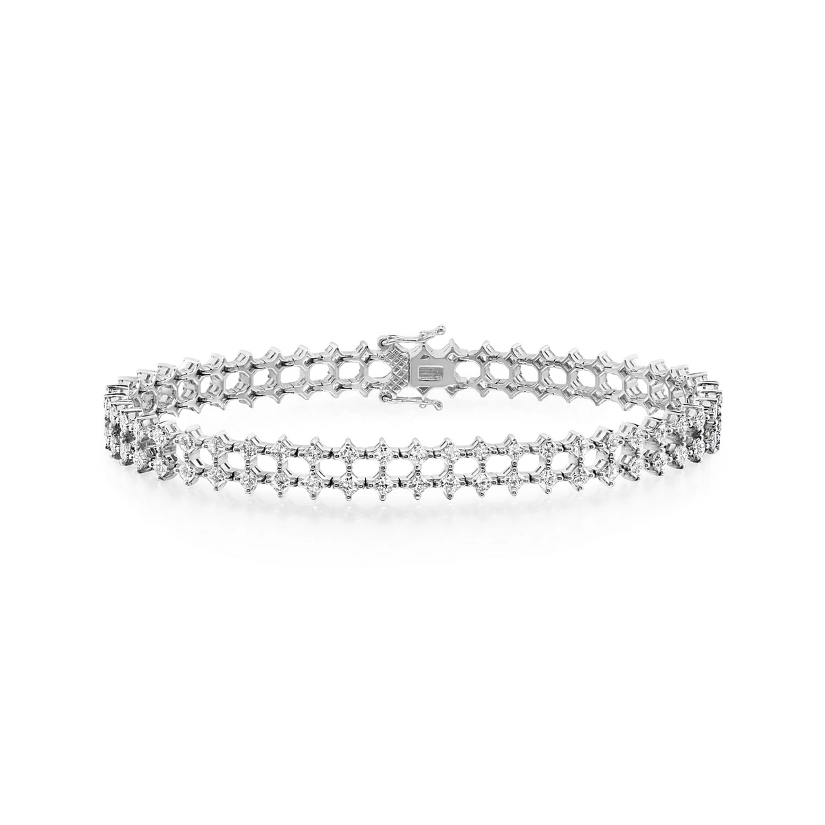 Shimansky 5.8ct My Girl Diamond Double Row Diagonal Bracelet in 18K White Gold - Front View