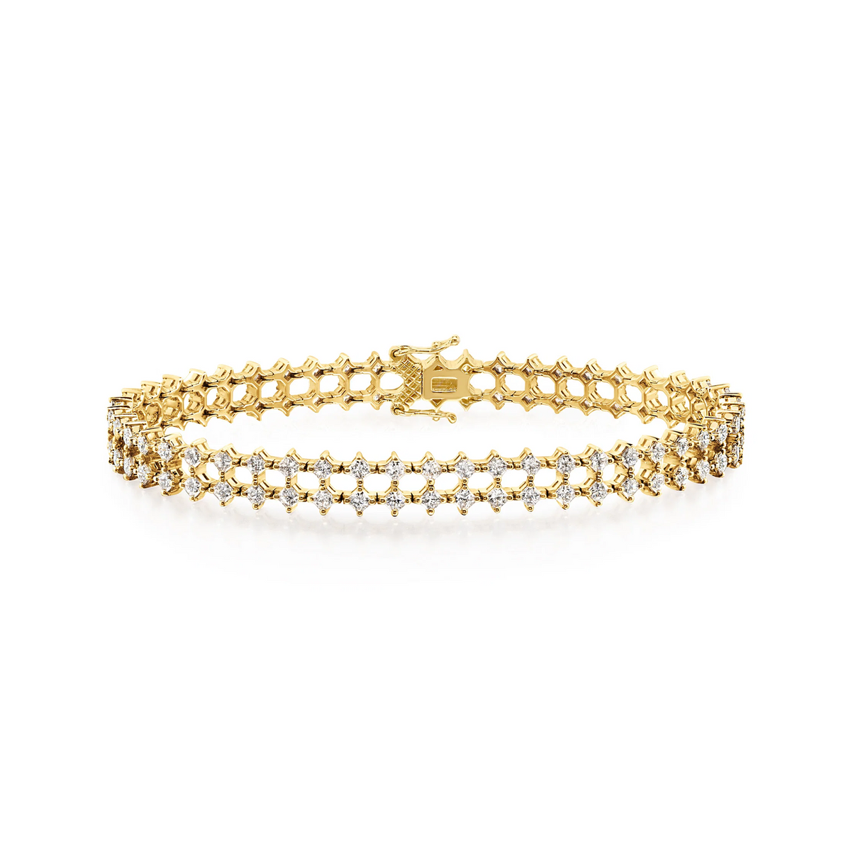 Shimansky 6.4ct My Girl Diamond Double Row Diagonal Bracelet in 14K Yellow Gold - Front View