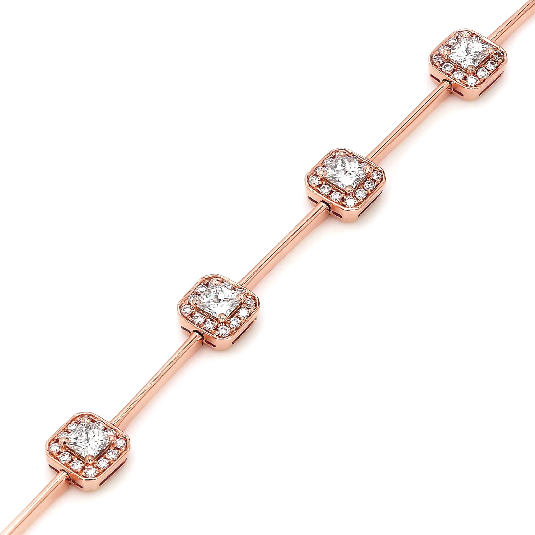 My Girl Halo Station Bracelet 1.70 Carat 18K Rose Gold 3D View